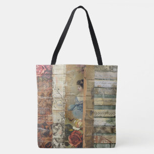 Rustieke  krant Patchwork Collage (9) Tote Bag