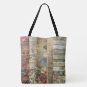 Rustieke  krant Patchwork Collage (9) Tote Bag (Achterkant)