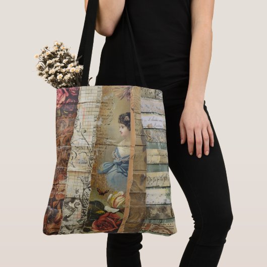 Rustieke  krant Patchwork Collage (9) Tote Bag (Dichtbij)