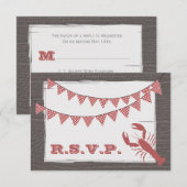 Rustieke kreeft bruiloft RSVP Kaartje (Voorkant / Achterkant)