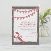 Rustieke kreeft bruiloft uitnodigen kaart (Staand voorkant)