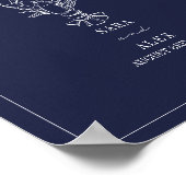 Rustieke kreeft donkerblauw strand bruiloft welkom poster (Hoek)