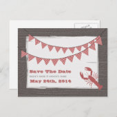 Rustieke kreeft en Bunting Bruiloft Save The Date Aankondigingskaart (Voorkant / Achterkant)