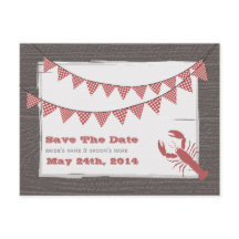 Rustieke kreeft en Bunting Bruiloft Save The Date