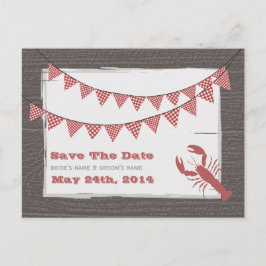 Rustieke kreeft en Bunting Bruiloft Save The Date Aankondigingskaart