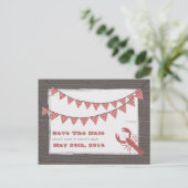 Rustieke kreeft en Bunting Bruiloft Save The Date Aankondigingskaart (Staand voorkant)