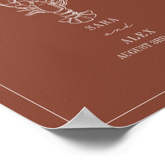 Rustieke kreeft terracotta strand bruiloft welkom poster (Hoek)