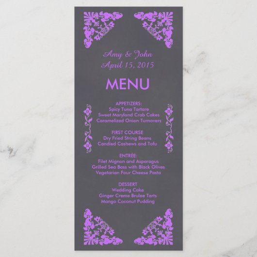 Rustieke krijtbord art deco bruiloft menu deco1 (Voorkant)