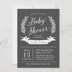 Rustieke krijtbord baby shower uitnodiging