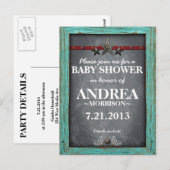 Rustieke krijtbord baby shower uitnodiging briefkaart (Voorkant / Achterkant)