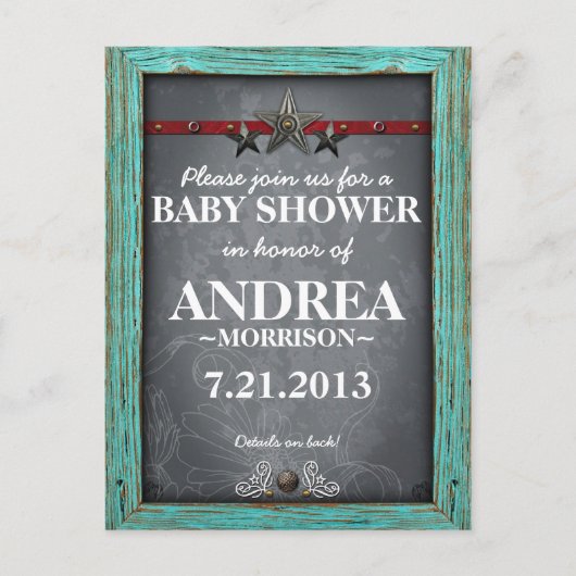 Rustieke krijtbord baby shower uitnodiging briefkaart (Voorkant)