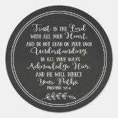 Rustieke Krijtbord Bijbel Verse Christelijke Typog Ronde Sticker (Voorkant)