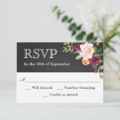 Rustieke Krijtbord Bloemen Huwelijk RSVP (Staand voorkant)