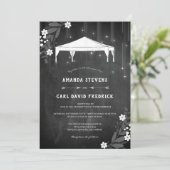 Rustieke Krijtbord Bloemen Outdoor Tent Wedding Kaart (Staand voorkant)