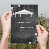 Rustieke Krijtbord Bloemen Outdoor Tent Wedding Kaart