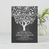 Rustieke krijtbord boom bruiloft uitnodigingen (Staand voorkant)