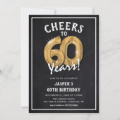 Rustieke Krijtbord Gouden Ballonnen 60e Verjaardag Kaart (Voorkant)