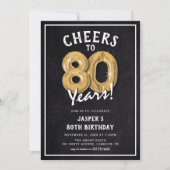 Rustieke Krijtbord Gouden Ballonnen 80e Verjaardag Kaart (Voorkant)