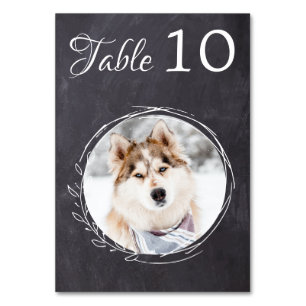 Rustieke Krijtbord Greenery Hond Foto Huisdier Tro Kaart