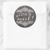 Rustieke  krijtbord Liefde is Zoet Ronde Sticker (Tas)