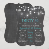 Rustieke krijtbord slingerlichtjes Vies 30 Geboort Kaart (Voorkant / Achterkant)