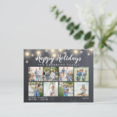 Rustieke krijtbord String Lights Foto Vakantie Briefkaart (Staand voorkant)