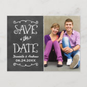 Rustieke Krijtbord Trouwfoto Save the Date Aankondigingskaart (Voorkant)