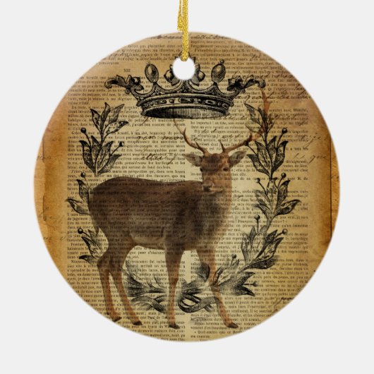 Rustieke kroon outdoorsman whitetail buck Deer Keramisch Ornament (Achterkant)