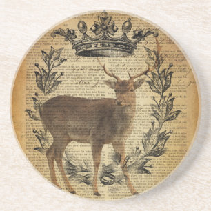 Rustieke kroon outdoorsman whitetail buck Deer Zandsteen Onderzetter