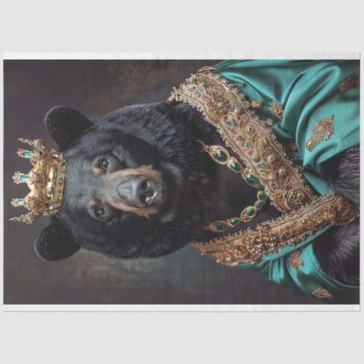 Rustieke  Kroonkoning Beer Decoupage Tissuepapier (Voorkant)