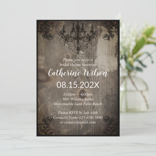 Rustieke kroonluchter  houten Vrijgezellenfeest Kaart (Staand voorkant)