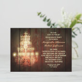 Rustieke  kroonluchter verlovingsfeest nodigt uit kaart (Staand voorkant)