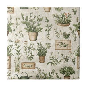 Rustieke Kruiden Vintage Cottage Keramiek Tegeltje