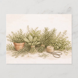 Rustieke Kruidenbos Botanische Aquarel Stilleven Briefkaart
