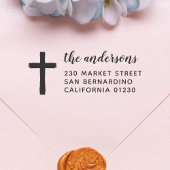 Rustieke kruisschrift familienaam retouradres  zelfinktende stempel