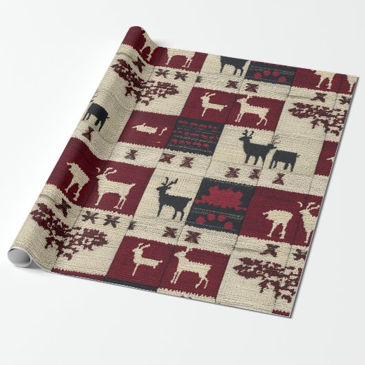 rustieke kruissteek-patchwork | volksvakantiemotie cadeaupapier (Uitgerold)