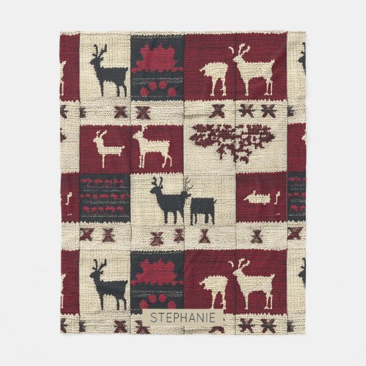 rustieke kruissteek-patchwork | volksvakantiemotie fleece deken (Voorkant)