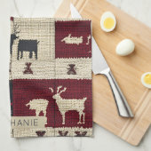 rustieke kruissteek-patchwork | volksvakantiemotie theedoek (Quarter Fold)