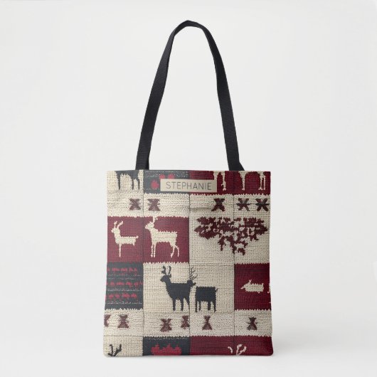rustieke kruissteek-patchwork | volksvakantiemotie tote bag (Voorkant)