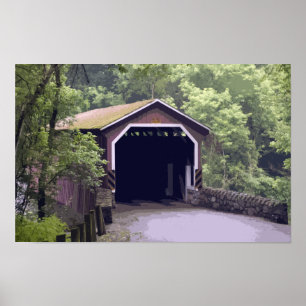 Rustieke Kurtz Mill Overdekte Brug Lancaster PA Poster
