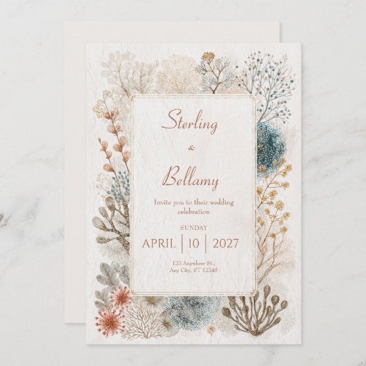 Rustieke Kust Folk Art Wedding Kaart (Voorkant / Achterkant)