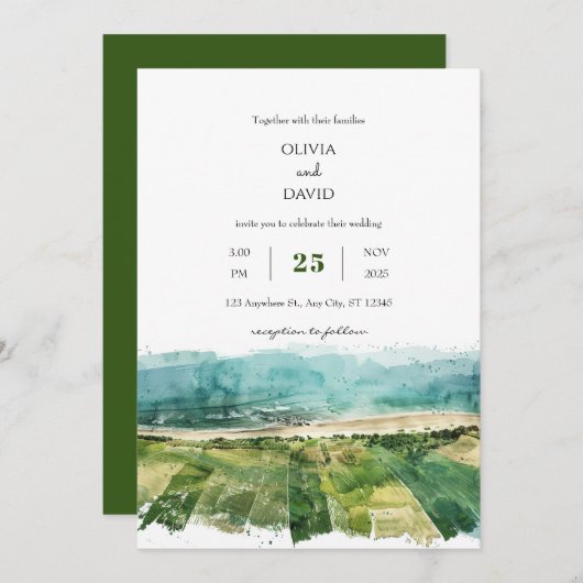 Rustieke Kust Groene Boerderijen Uitzicht Strand B Kaart (Voorkant / Achterkant)