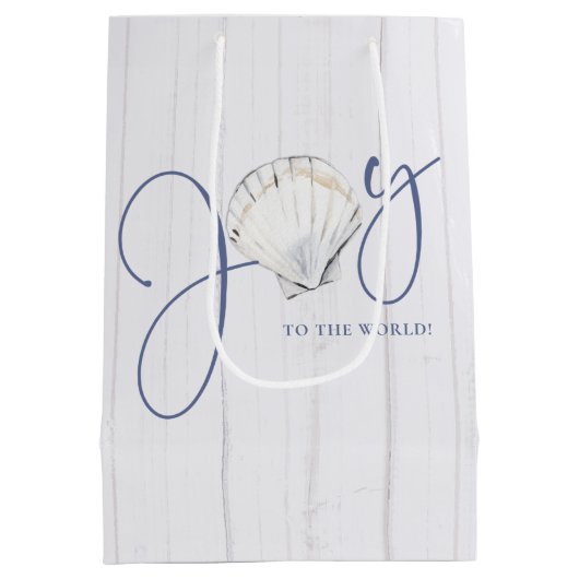 Rustieke Kust Kerstmis Seashell Joy Medium Cadeauzakje (Achterkant)
