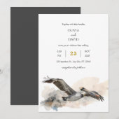 Rustieke kust Pelican Waterverf Beach Wedding Kaart (Voorkant / Achterkant)