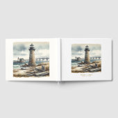 Rustieke Kust Vuurtoren Zeezijde Strand Bruiloft Gastenboek (Volledig)