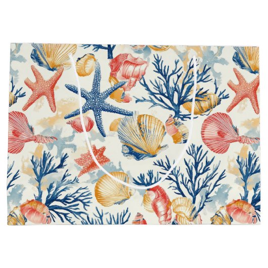 Rustieke Kust - Zeeschelpen, Zeesterren, Rif (10) Groot Cadeauzakje (Achterkant)