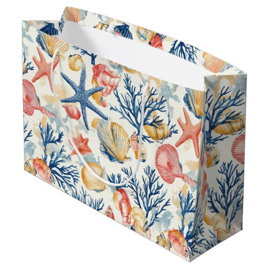 Rustieke Kust - Zeeschelpen, Zeesterren, Rif (10) Groot Cadeauzakje (Achterkant Gekanteld)
