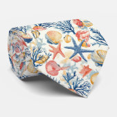 Rustieke Kust - Zeeschelpen, Zeesterren, Rif (10) Stropdas (Opgerold)