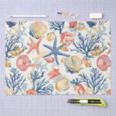 Rustieke Kust - Zeeschelpen, Zeesterren, Rif (10) Tissuepapier (Craft)