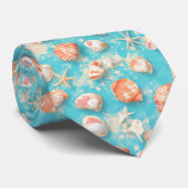 Rustieke Kust - Zeeschelpen, Zeesterren, Rif (11) Stropdas (Opgerold)